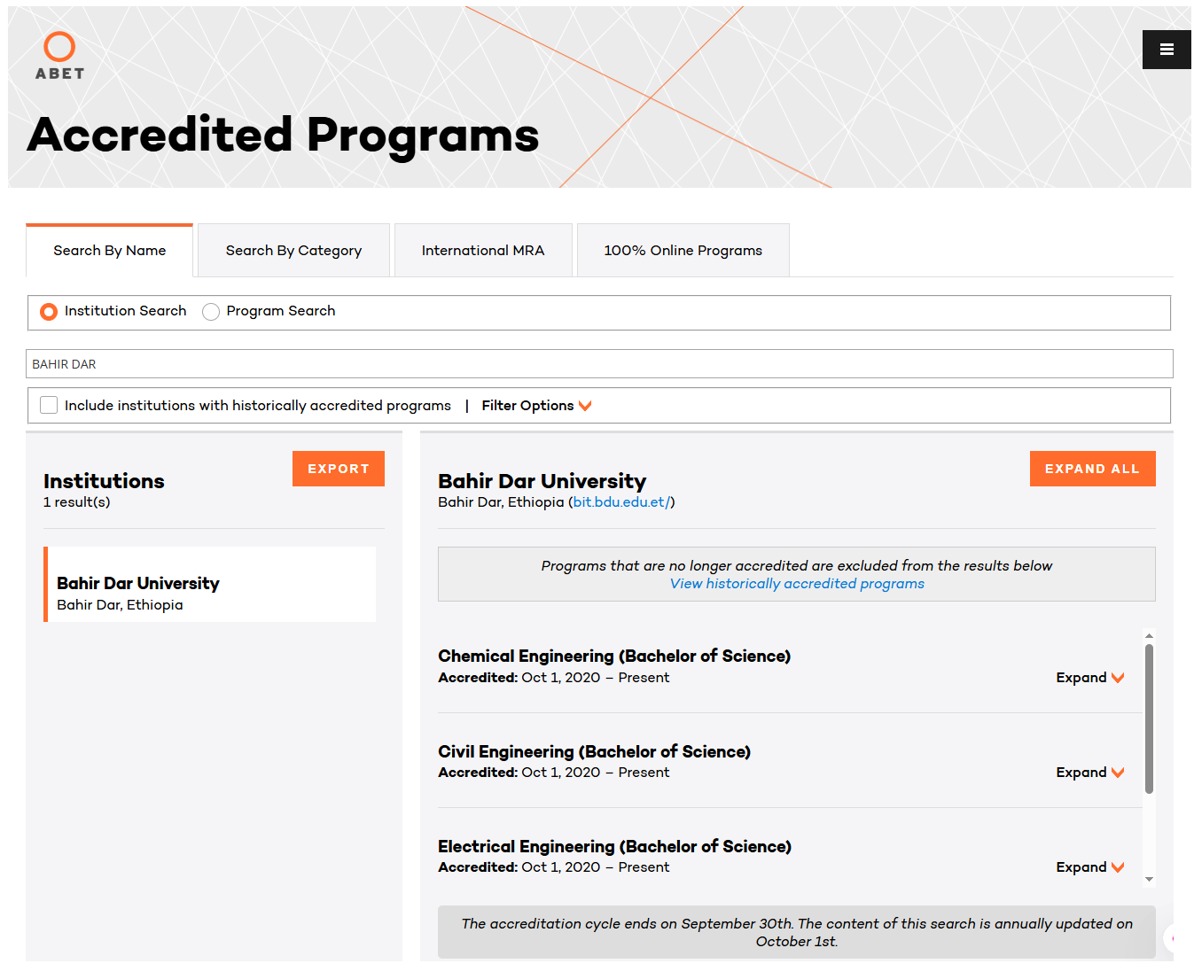 ABET Accredited  Programs